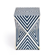Home Square End Table in Blue and White - Set of 2