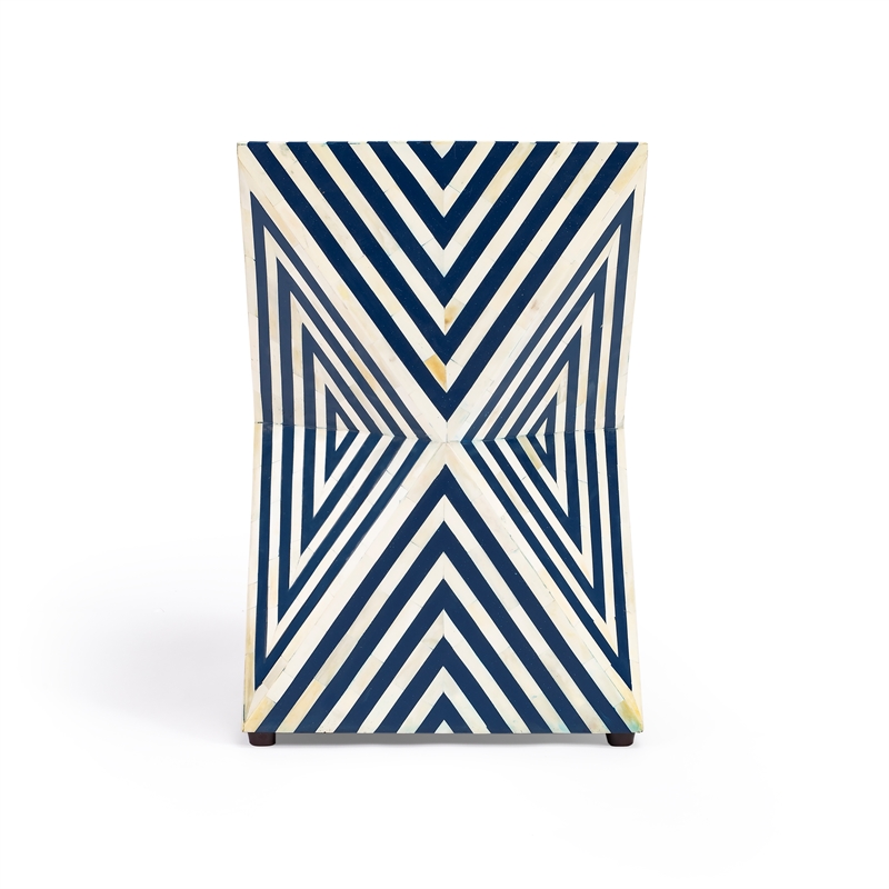 Home Square End Table in Blue and White - Set of 2