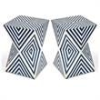 Home Square End Table in Blue and White - Set of 2