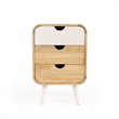 Home Square Mango Wood Modern End Table with Storage in Beige - Set of 2