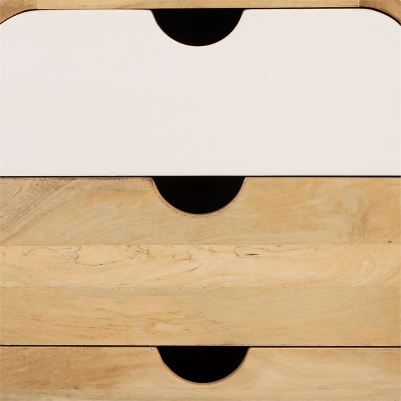 Home Square Mango Wood Modern End Table with Storage in Beige - Set of 2