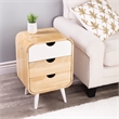 Home Square Mango Wood Modern End Table with Storage in Beige - Set of 2