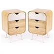 Home Square Mango Wood Modern End Table with Storage in Beige - Set of 2