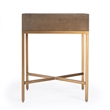 Home Square Modern 1-Drawer Leather End Table in Gold - Set of 2