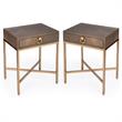 Home Square Modern 1-Drawer Leather End Table in Gold - Set of 2