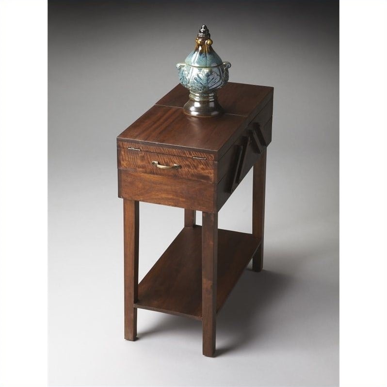 Home Square Modern Acacia Wood End Table in Dark Brown - Set of 2