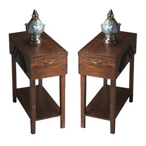 Home Square Modern Acacia Wood End Table in Dark Brown - Set of 2