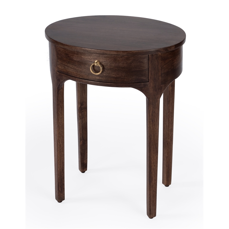 Home Square Transitional Mango Wood End Table in Dark Brown - Set of 2