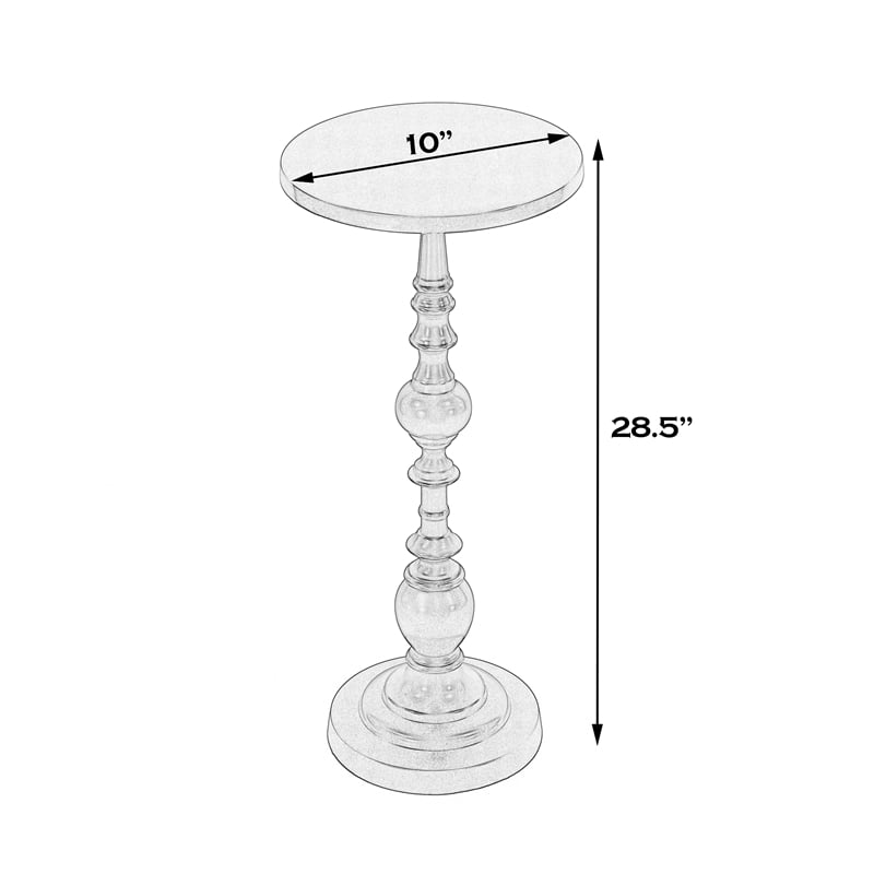 Home Square Silver Round Nickel Pedestal End Table - Set of 2