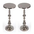 Home Square Silver Round Nickel Pedestal End Table - Set of 2