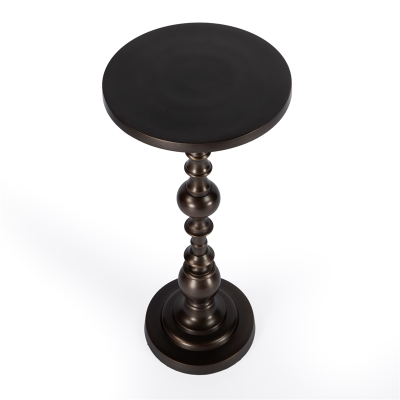 Home Square Round Bronze Aluminum Pedestal End Table - Set of 2