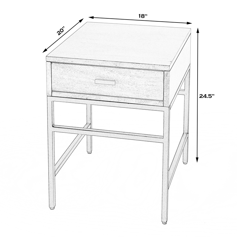 Home Square 1-Drawer Natural Wood and Iron End Table - Set of 2