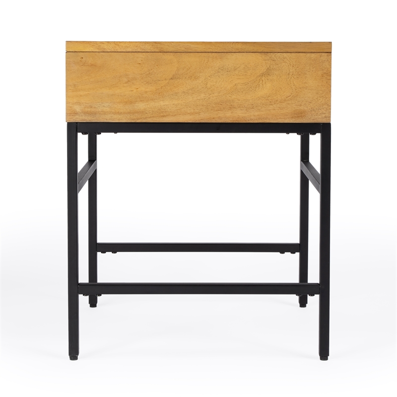 Home Square 1-Drawer Natural Wood and Iron End Table - Set of 2