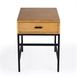 Home Square 1-Drawer Natural Wood and Iron End Table - Set of 2