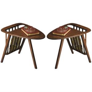 Home Square Modern Magazine Table in Aged Brown - Set of 2