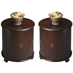 home square traditional round drum table in plantation cherry - set of 2