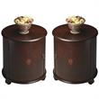 Home Square Traditional Round Drum Table in Plantation Cherry - Set of 2