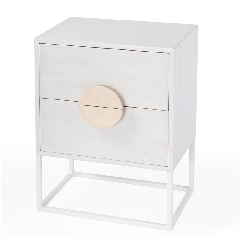 Home Square 2-Drawers Wood End Table in White - Set of 2