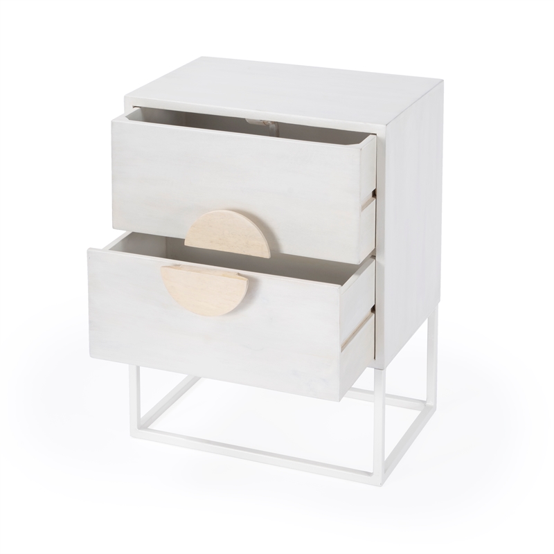 Home Square 2-Drawers Wood End Table in White - Set of 2