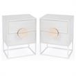 Home Square 2-Drawers Wood End Table in White - Set of 2