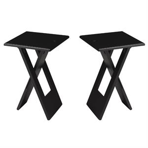 Home Square Folding End Table in Black - Set of 2
