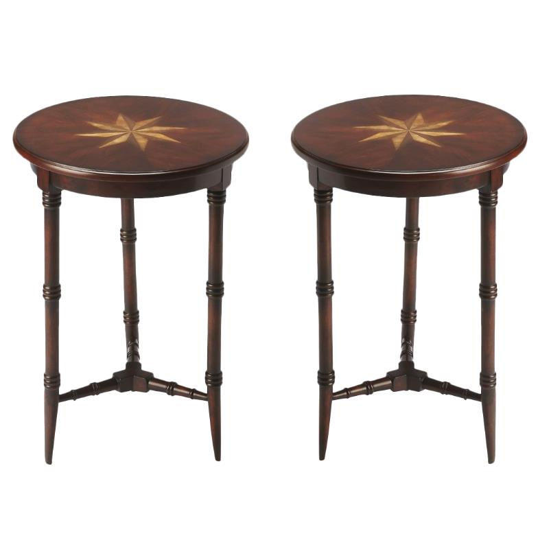 Home Square Cherry Isla End Table in Dark Brown - Set of 2