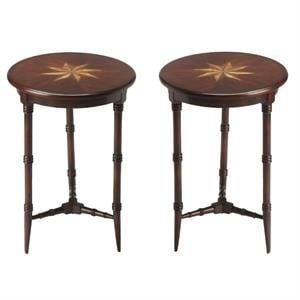 Home Square Cherry Isla End Table in Dark Brown - Set of 2