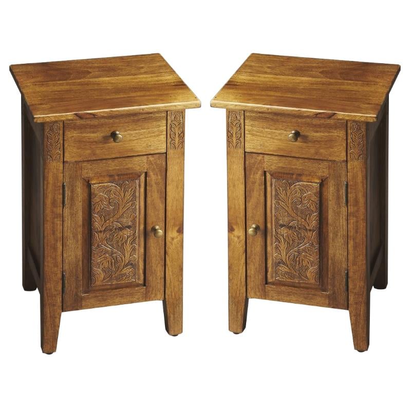 Home Square End Table in Light Brown - Set of 2