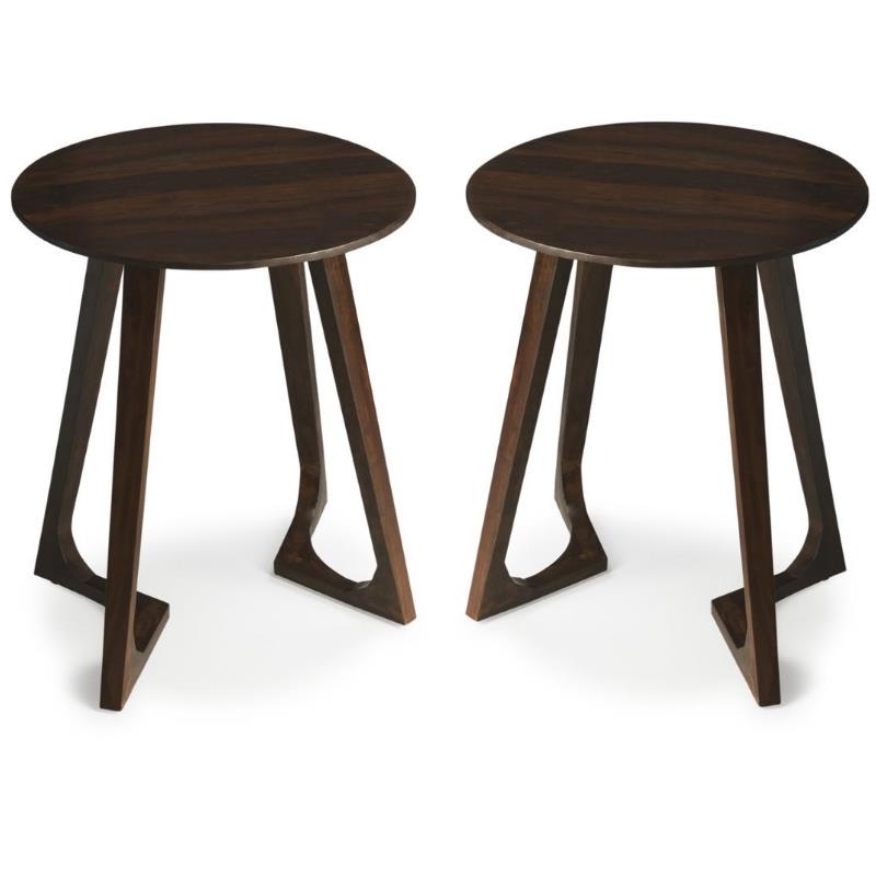 Home Square End Table in Dark Brown - Set of 2