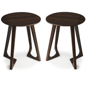 Home Square End Table in Dark Brown - Set of 2