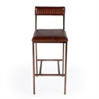 Home Square Iron and Leather Cushioned Bar Stool - Set of 2