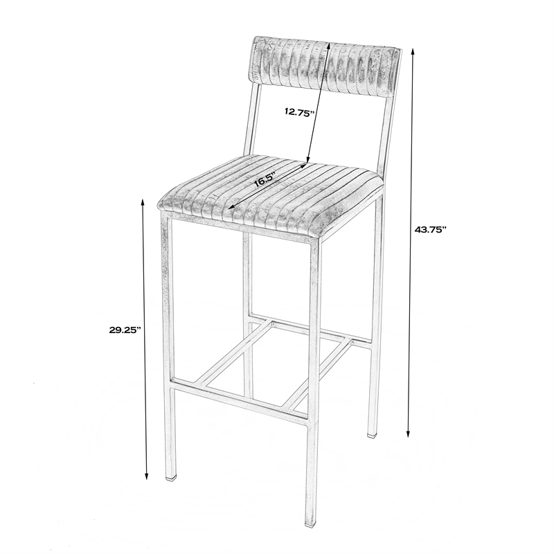 Home Square Iron and Leather Cushioned Bar Stool - Set of 2