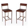 Home Square Iron and Leather Cushioned Bar Stool - Set of 2