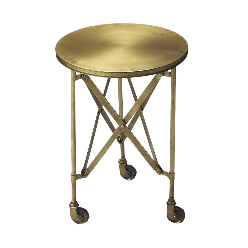 Home Square Industrial Chic End Table in Antique Gold - Set of 2