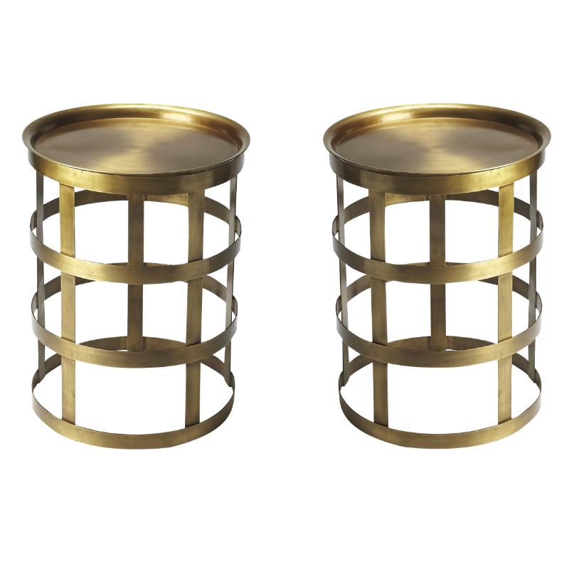 Home Square Industrial Chic End Table in Industrial Chic - Set of 2
