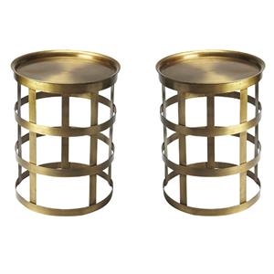 Home Square Industrial Chic End Table in Industrial Chic - Set of 2