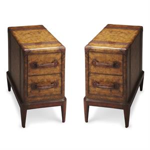 Home Square Heritage Columbus End Table in Old World Map - Set of 2