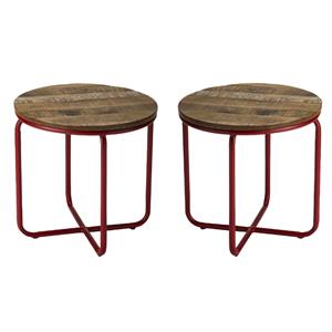 Home Square Industrial Chic End Table in Industrial Chic - Set of 2