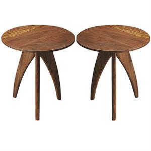 Home Square 18&quotH Modern End Table in Light Brown - Set of 2