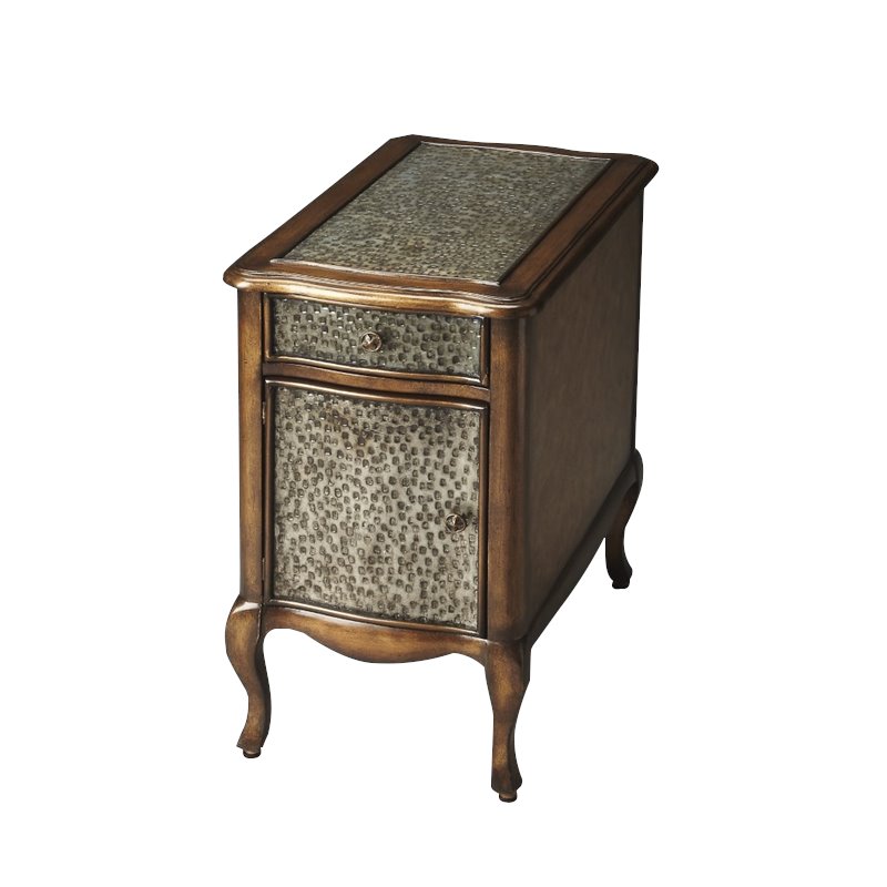Home Square Heritage Bosworth End Table in Hammered Metal - Set of 2