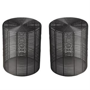 Home Square Industrial Chic End Table in Iron Cage - Set of 2