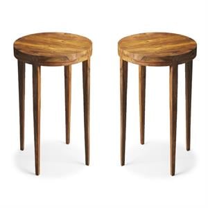 Home Square 23&quotH Modern End Table in Solid Wood - Set of 2
