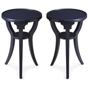 Home Square 24&quotH Transitional Round End Table in Navy - Set of 2