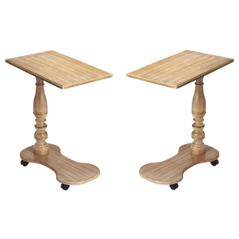 Home Square Masterpiece Mabry Mobile Tray End Table in Driftwood - Set of 2