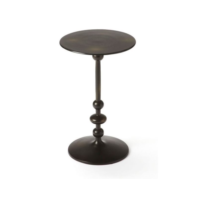 Home Square Metalworks Zora Pedestal End Table in Black Iron - Set of 2