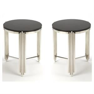 Home Square 22.5&quotH Modern End Table in Black - Set of 2