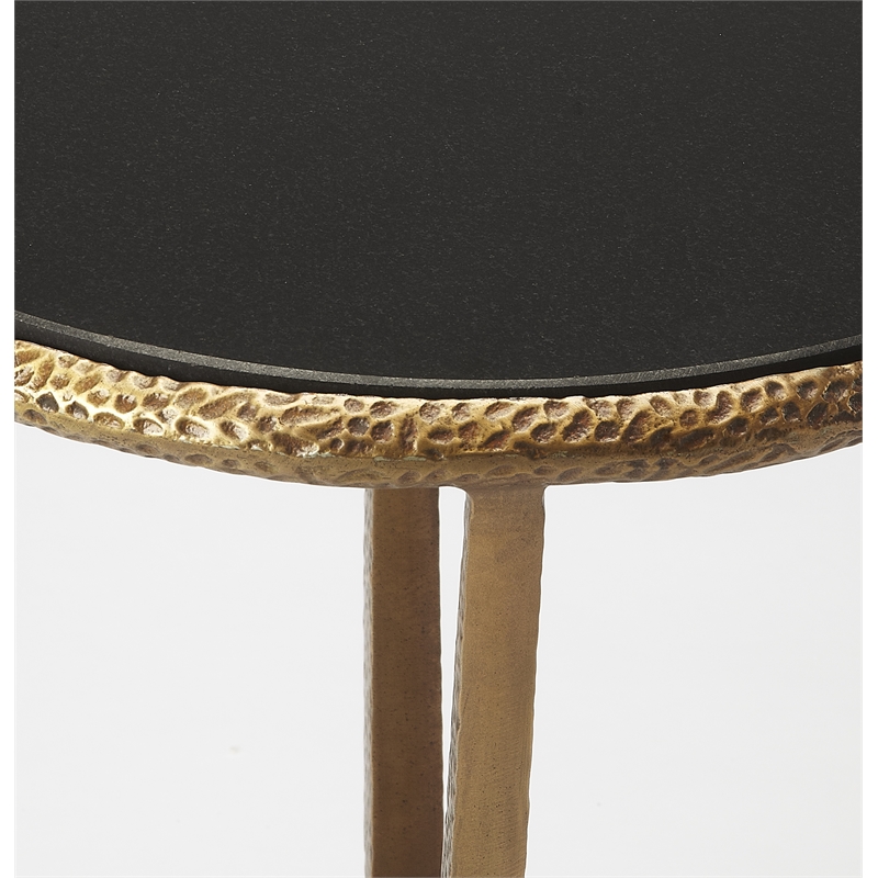 Home Square Metal and Stone End Table in Gold - Set of 2