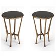 Home Square Metal and Stone End Table in Gold - Set of 2