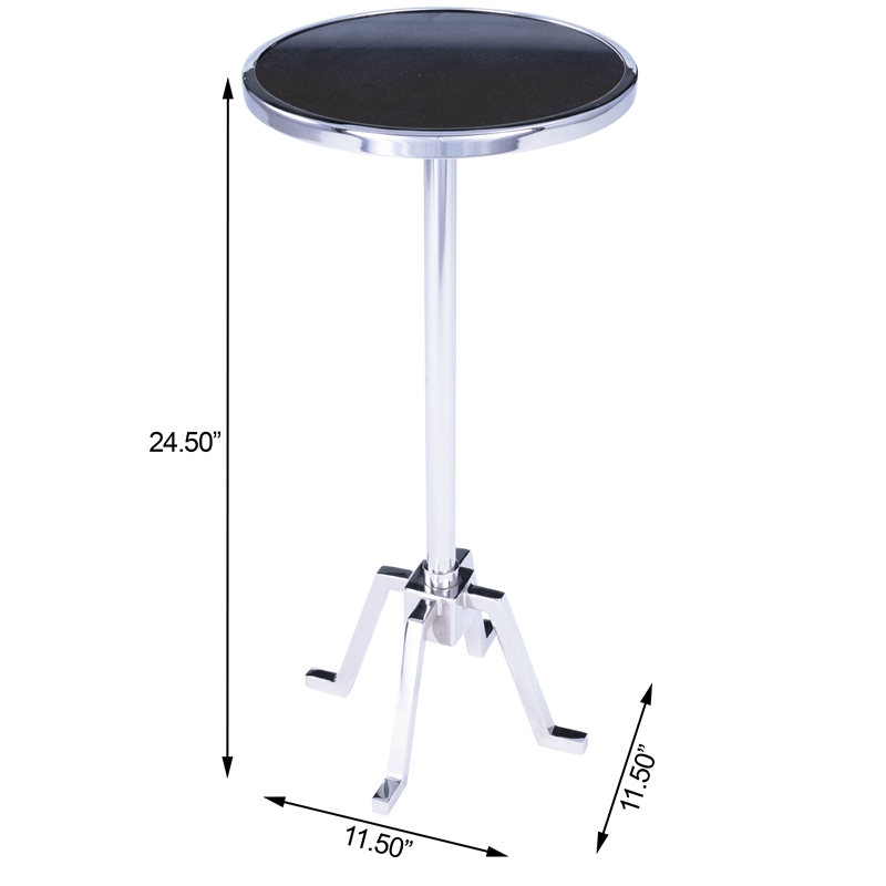 Home Square Metal & Marble Chrome End Table in Silver - Set of 2