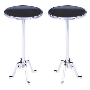 home square metal & marble chrome end table in silver - set of 2